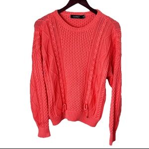 Ralph Lauren Black Label Cable Knit Sweater Coral Women’s Sz Medium 100% Cotton